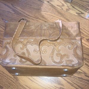 Leathers In Leather Purse hand bag Paraguay 16”x 10" tan brown